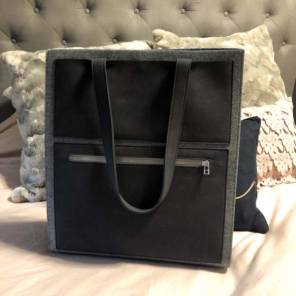 Structured Felt Grey Work Purse or Day Bag